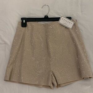 NWT Cloud Tem Brand Tan Rinestone Zip Shorts